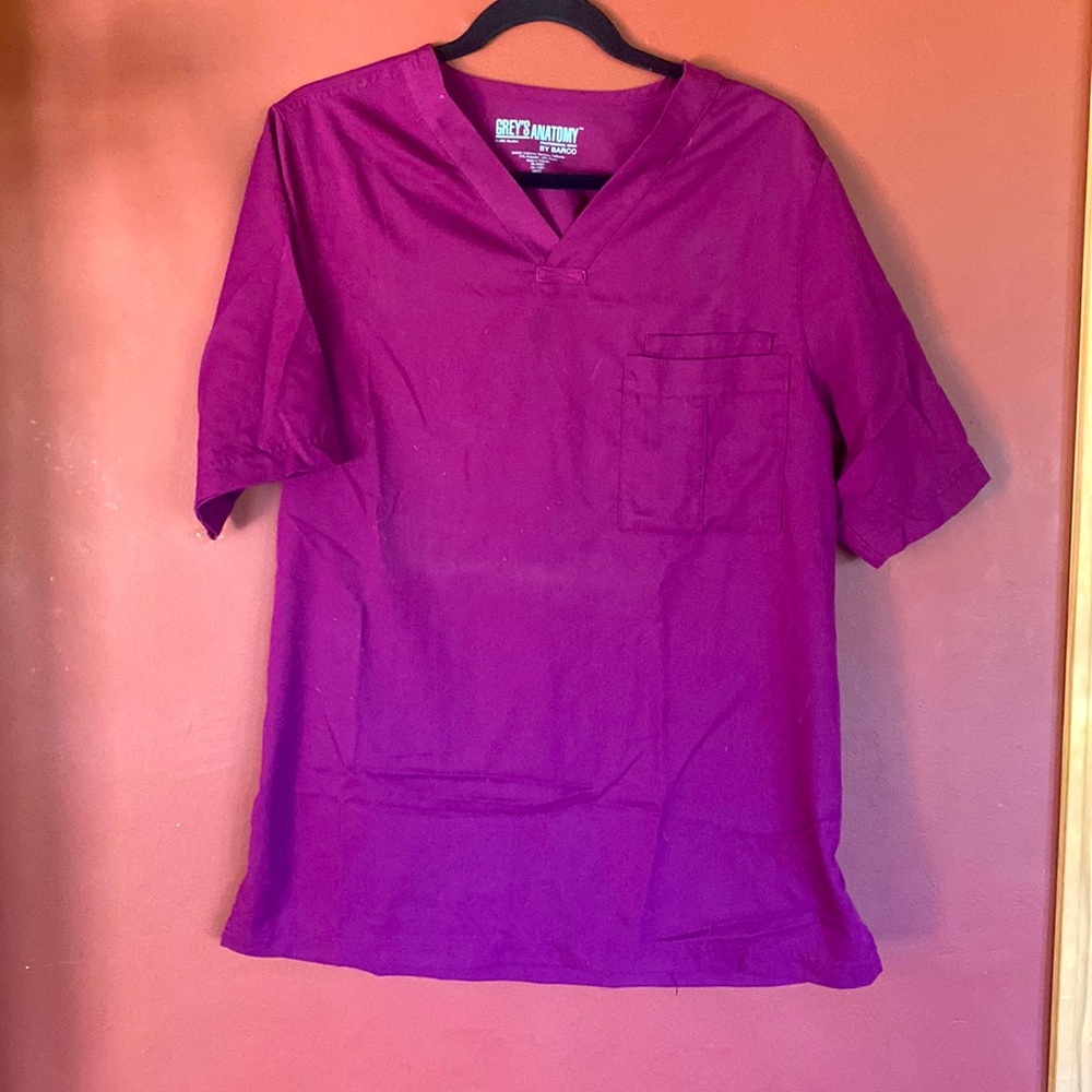 Grey’s Anatomy Scrub Top, Maroon, Men’s Small